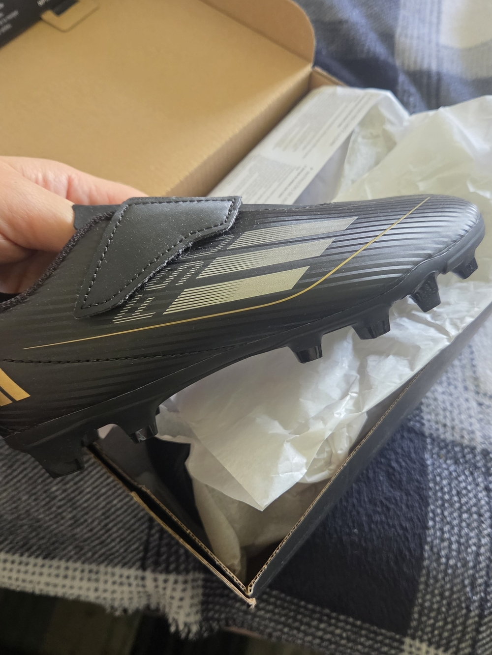 adidas Originals Kids Black and Gold Soccer Cleats